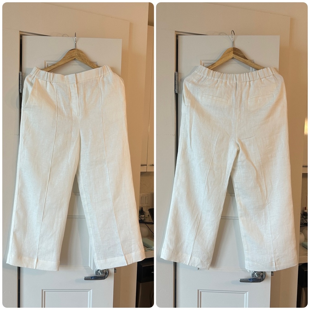 IPEKYOL White Linen Two-Piece Suit | Lined Vest & Cropped Pants - Picture 9 of 11